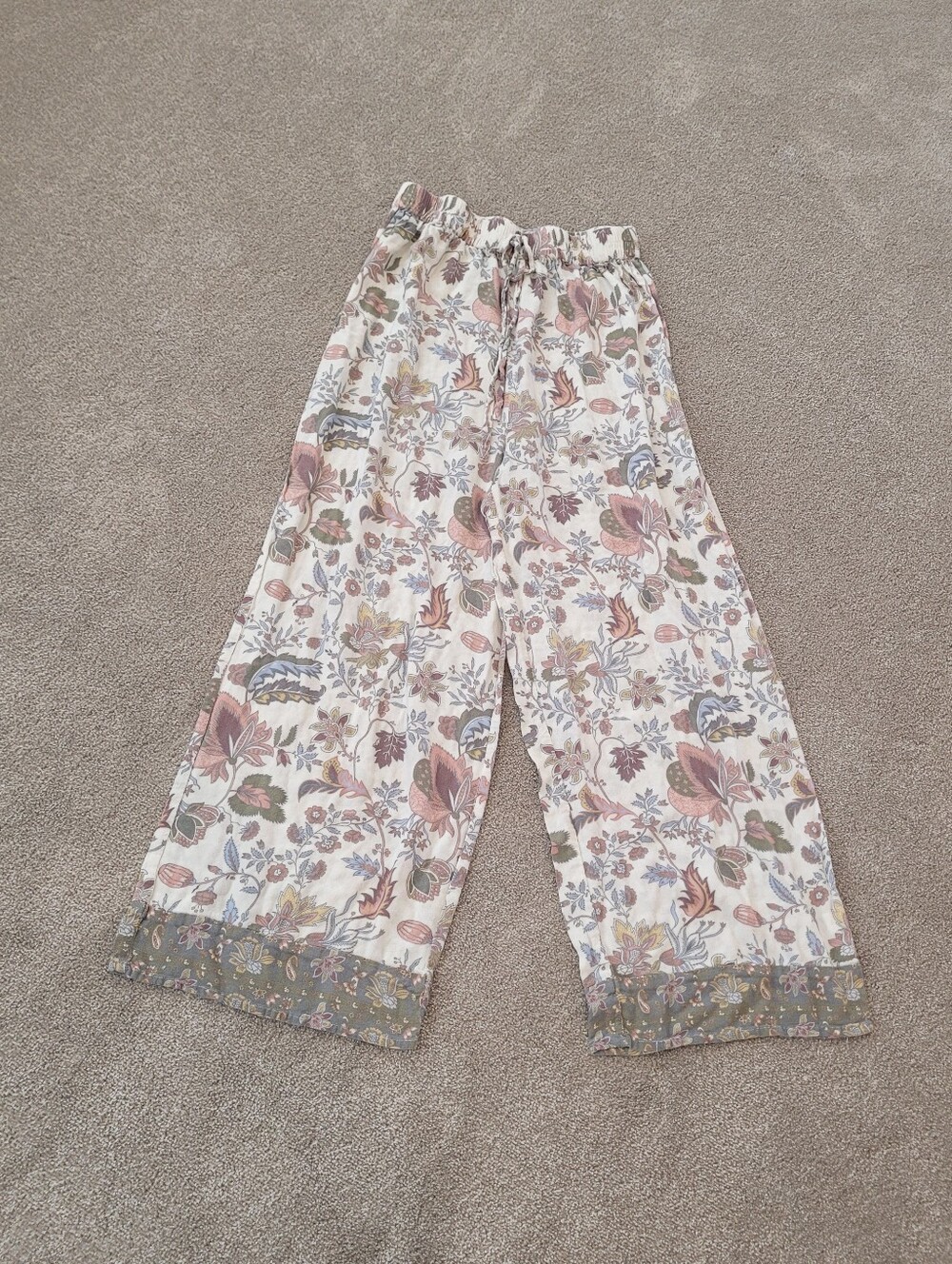 World Market Womens Floral Flowy Pull On Pants Size S/M